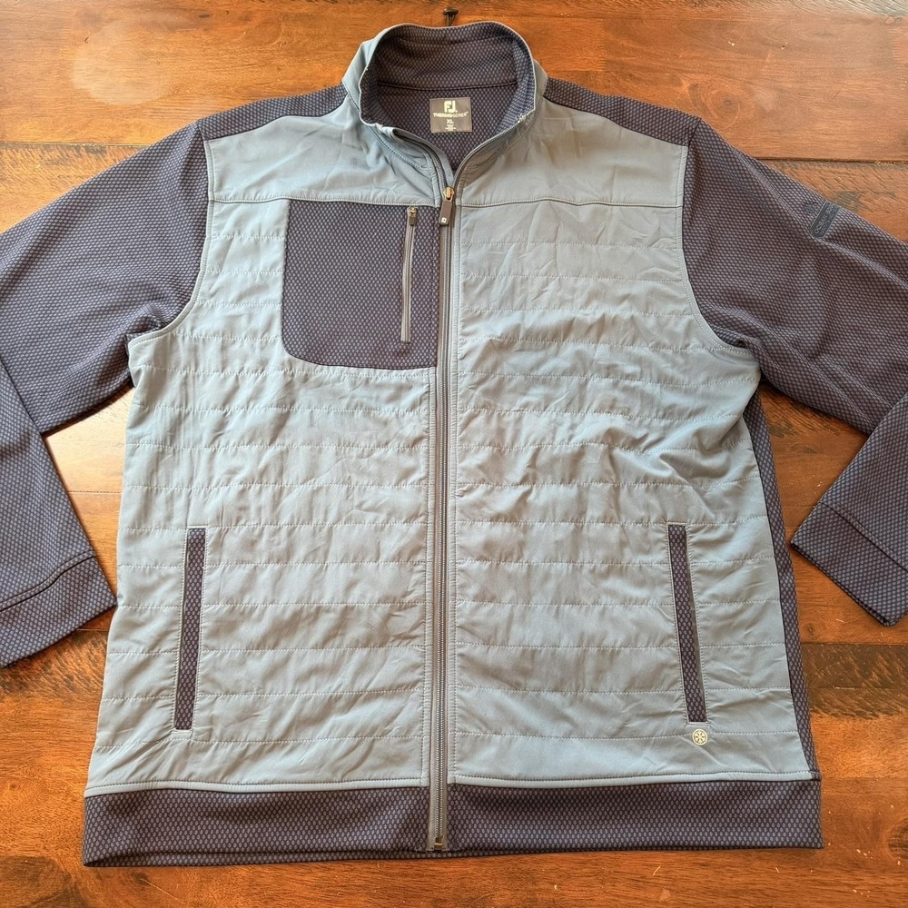 FootJoy ThermoSeries Jacket Mens XL Gray Blue Full Zip Insulated Golf Hybrid - Picture 2 of 10